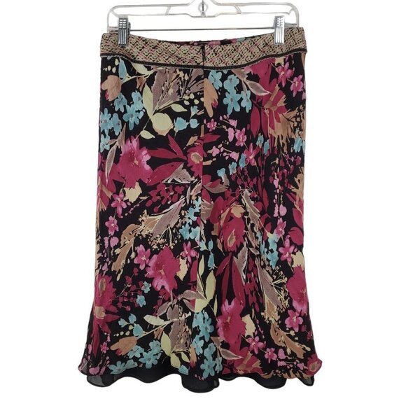 TapeMeasure Skirt Womens 6 Floral Black Pink Y2K 90s‎ Vintage Cottagecore - Picture 2 of 14